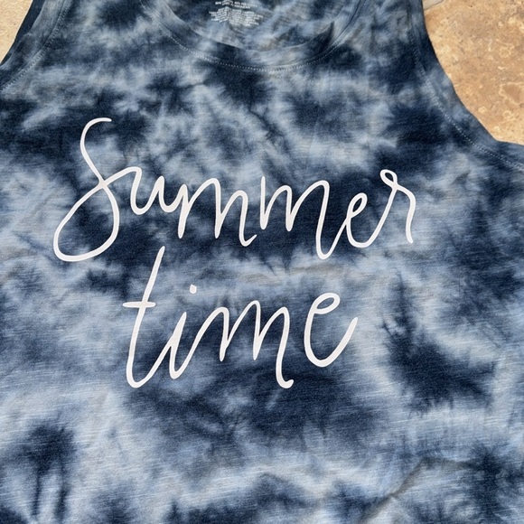 SONOMA Blue Tie-Dye Sleeveless Top Women’s Large SUMMER TIME with front tie tank - Picture 2 of 4